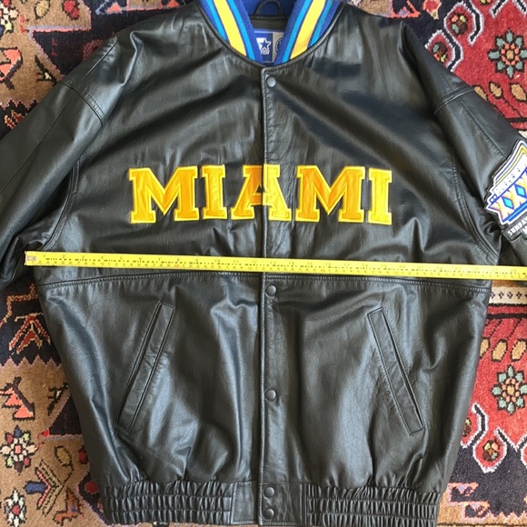 Vintage 1990s Super Bowl XXXIII MIAMI Leather Bomber Jacket by Starter - Picture 11 of 14